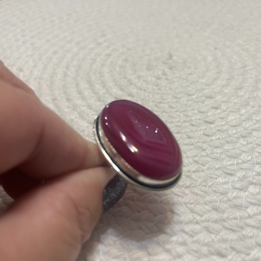Gorgeous Purple Botswana Druzy Handmade Sterling 925 Ring Size 925 85d 29$
